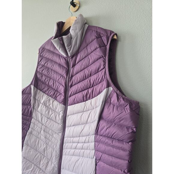 Lands' End Colorblock Down Puffer Vest 1X Purple Lightweight Warm Cozy Gorpcore - Picture 3 of 9